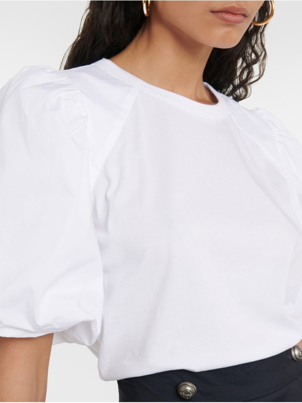 Veronica Beard White Puff-Sleeve Cotton Tee